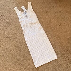 New White BEBE Bodycon Cut Out Dress XS / S